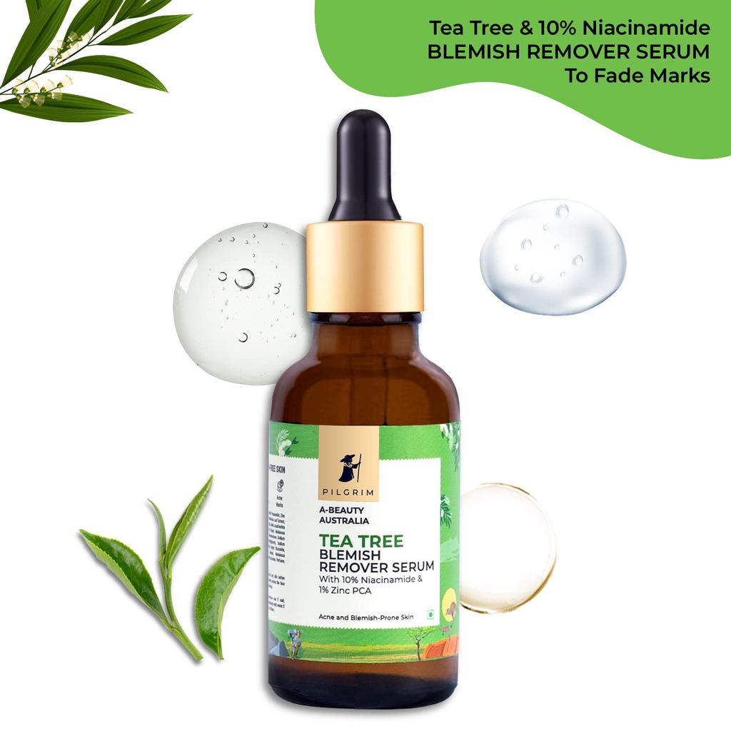 Pilgrim Tea Tree & 10% Niacinamide Serum with Zinc PCA for Acne Prone Skin, Blemish & Scar Reducing, 30 ml