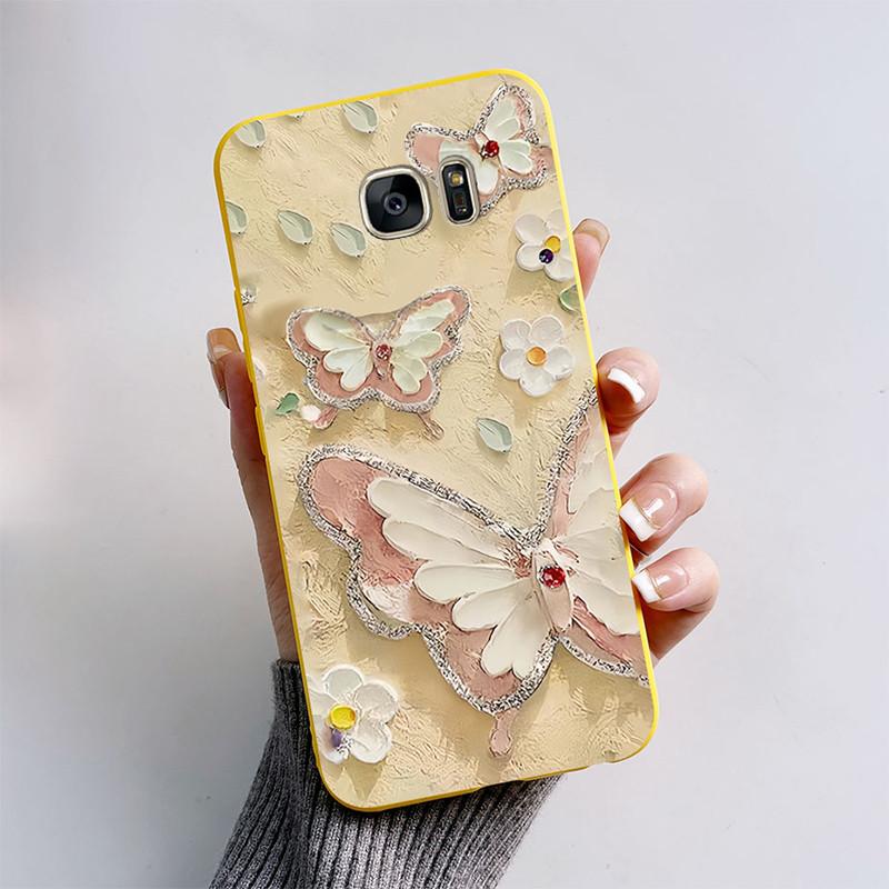 For Samsung Galaxy S6 S7 S 7 Edge Silicone Case Cute Butterfly Soft TPU Phone Back Cover For Samsung Galaxy S7 Edge Case Bumper