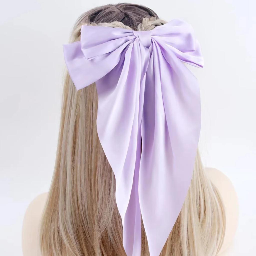New Elegant Bow Ribbon Hair Clip Women Fashion Solid Bowknot Satin Hairpin Barrettes Girls Ponytail Clip Hair Accessories