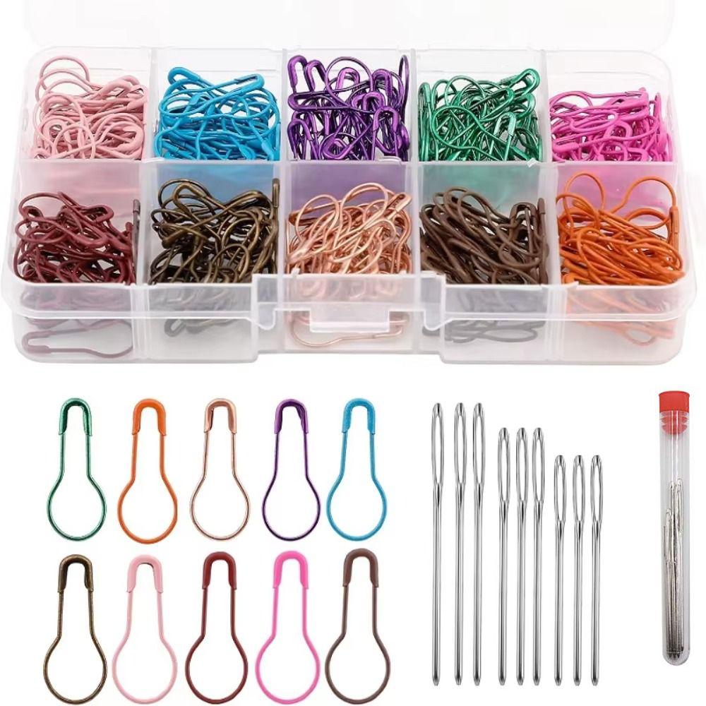 300Pcs Metal Gourd Pin With 9 Sewing Needles Gourd Pear Shape Pin  DIY Handcraft
