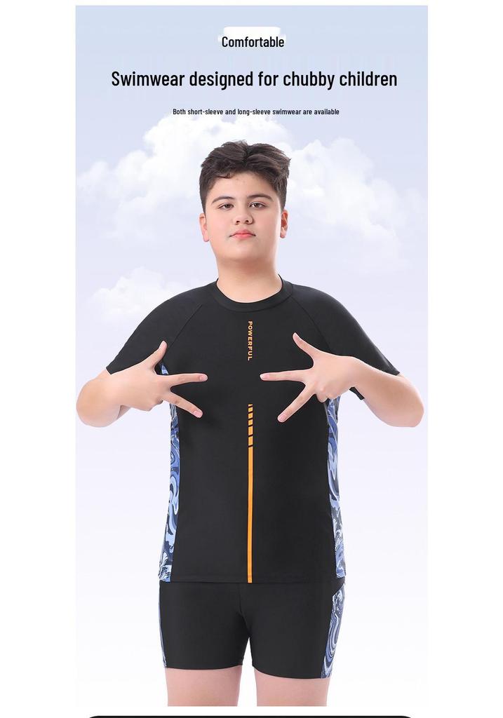Plus Size Boys' UV Protection Swimwear Set for Teens and Chubby Kids