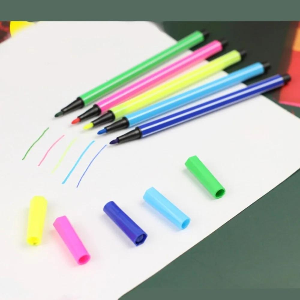 12//24 Pcs Washable Colored Pen Painting Marker Artist Drawing Set Student Art Supplies Highlight Water Color Pens Stationery