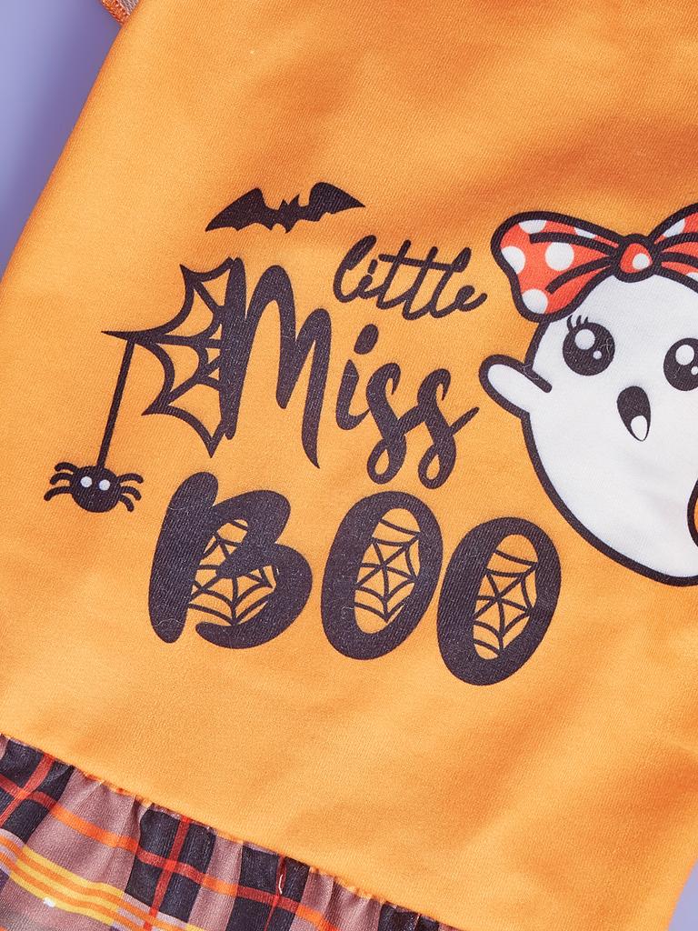 Boo Dog Tutu Dress Halloween Holiday Dress Up Party Warm Plaid Soft Material Dog Dress for Puppy and Cat Party Costume
