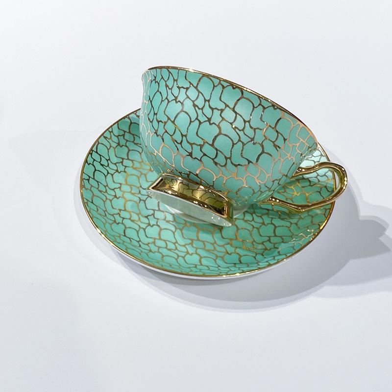 Gilded Premium Bone China Coffee Cup & Saucer - Retro, Exquisite, High-Grade Gift Set for Home Use 220ml