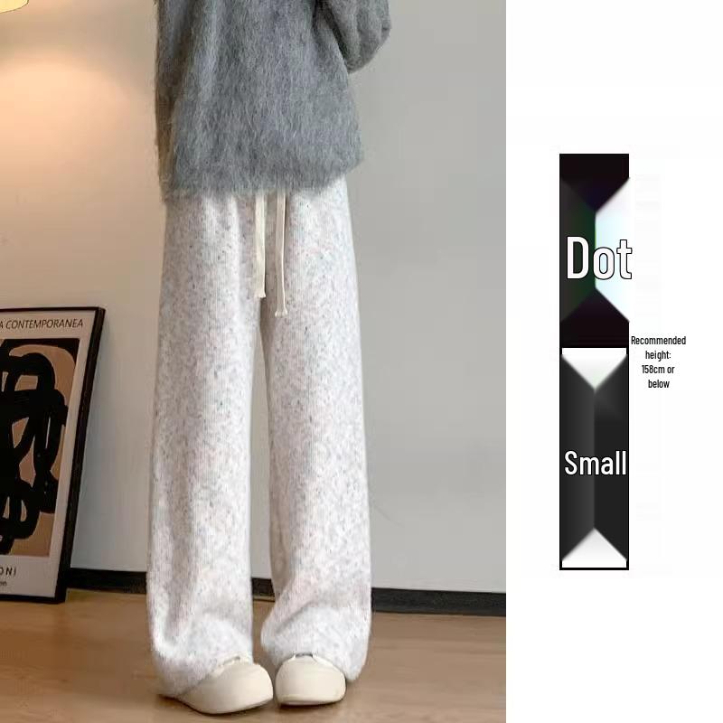 Petite XS Rainbow Fleece-Lined High Waist Wide Leg Pants - Women's Autumn/Winter Casual Straight Leg.