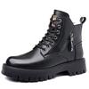 Warm Fur Winter Men’s Boots Vintage Work Long Boots Fashion Lace-Up Casual Handmade Quality Casual Combat Cowboy Boots Outdoor