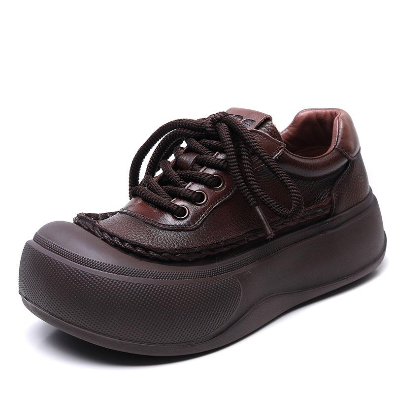 

Мода 4см Коровья замша Натуральная кожа Женские Мэри Джейн Круглый носок Балетки Удобная обувь Этнические Ретро Лоферы Весенняя Платформа Клиновидная Резина 40 коричневый