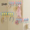 Corner Storage Hooks Punch-Free Wall Hook Rack, Self Adhesive Multi-Hook Organizer, Waterproof 180 Degree Rotating Hanger for Bathroom And Entryway