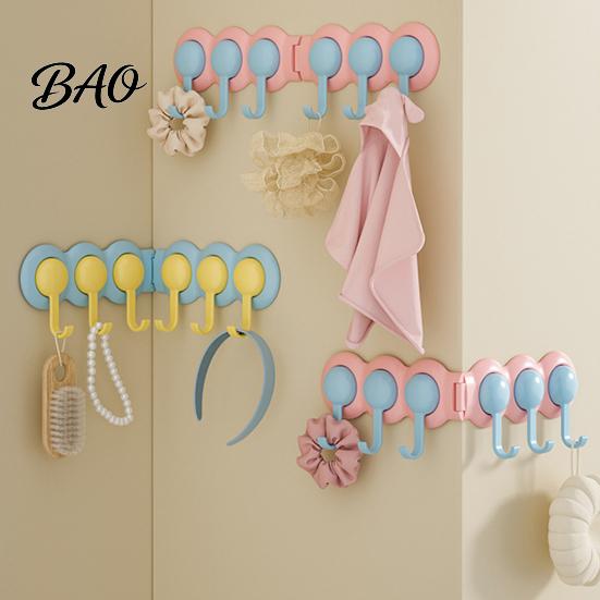 Corner Storage Hooks Punch-Free Wall Hook Rack, Self Adhesive Multi-Hook Organizer, Waterproof 180 Degree Rotating Hanger for Bathroom And Entryway