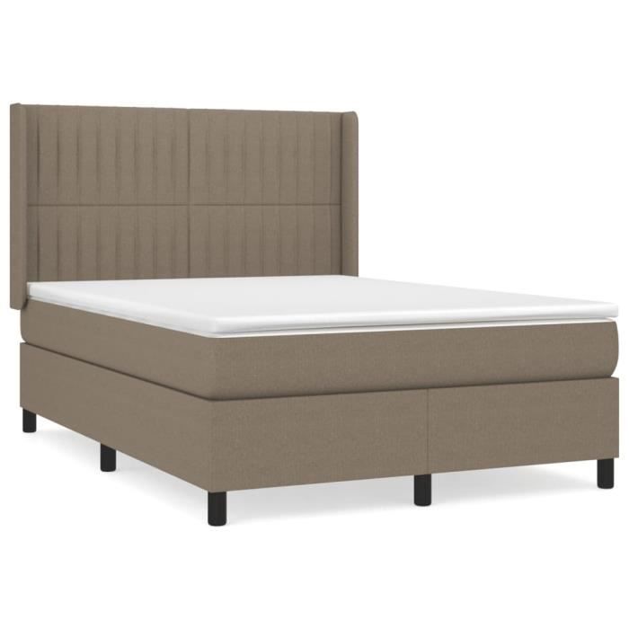3131597 vidaXL Divan Bed with Mattress Taupe 140x200 Cm Fabric
