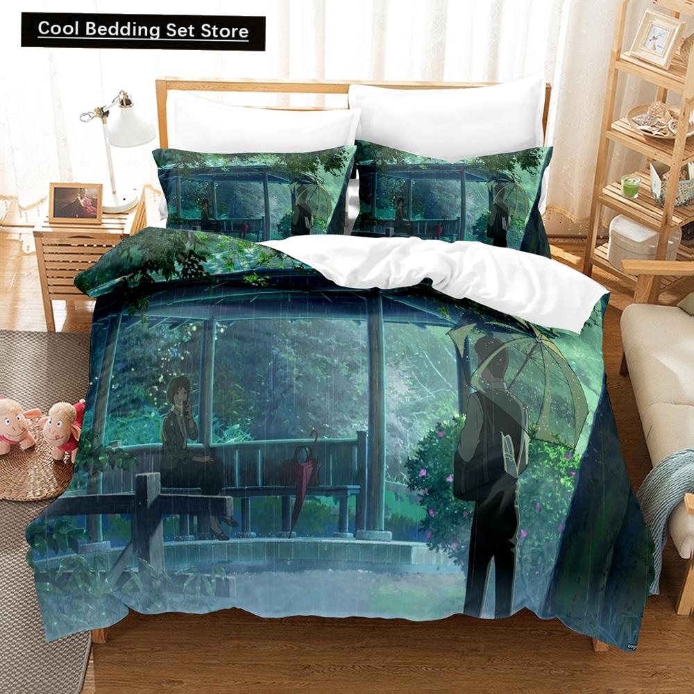 3D Druck Japan Film The Garden of Words Bettwäschesets Bettbezug-Set mit Kissenbezug Twin Full Queen King Bettwäsche Bettwäsche