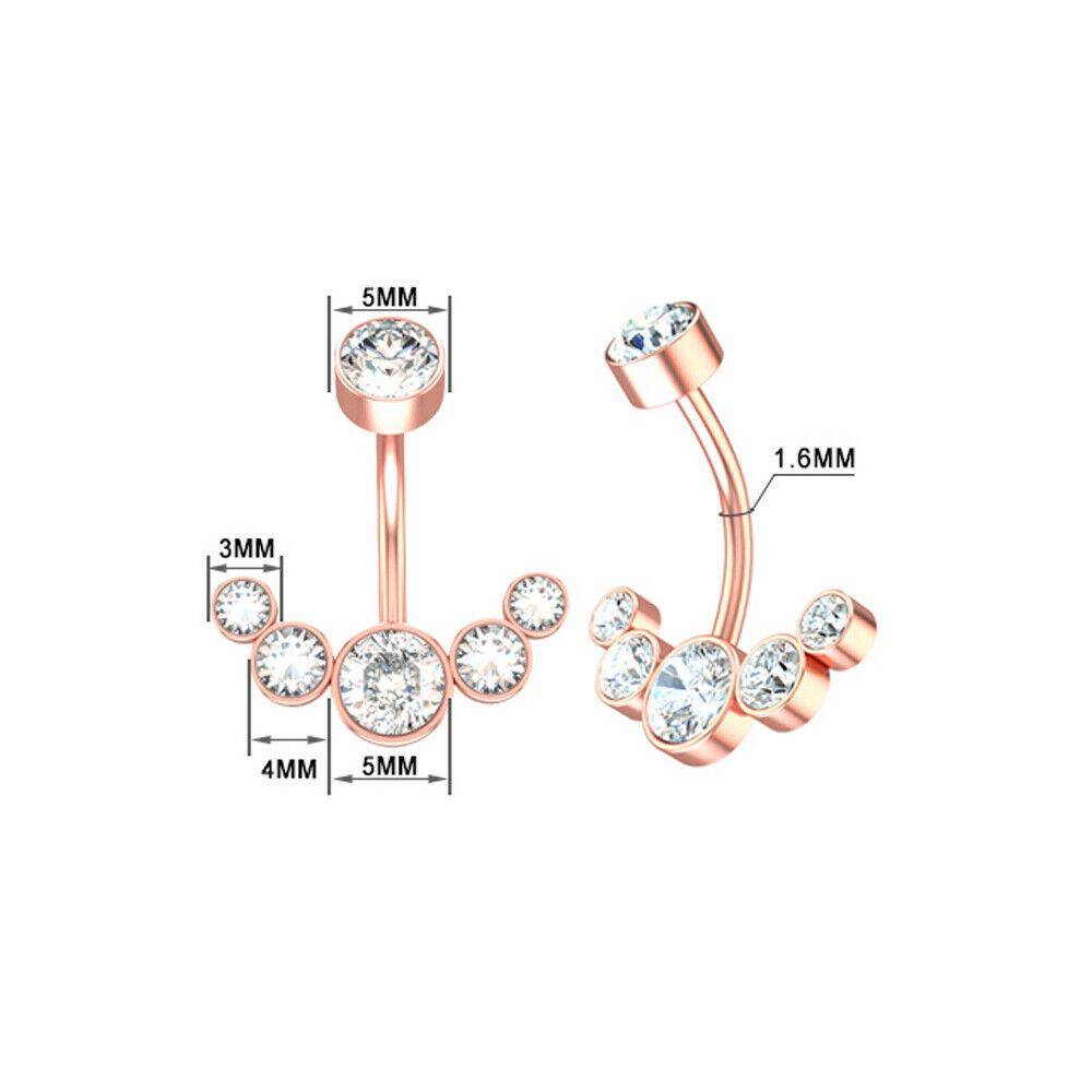 14g Crescent Jewel Cluster 316L Surgical Steel Belly Button Ring Piercing Jewelry Gift