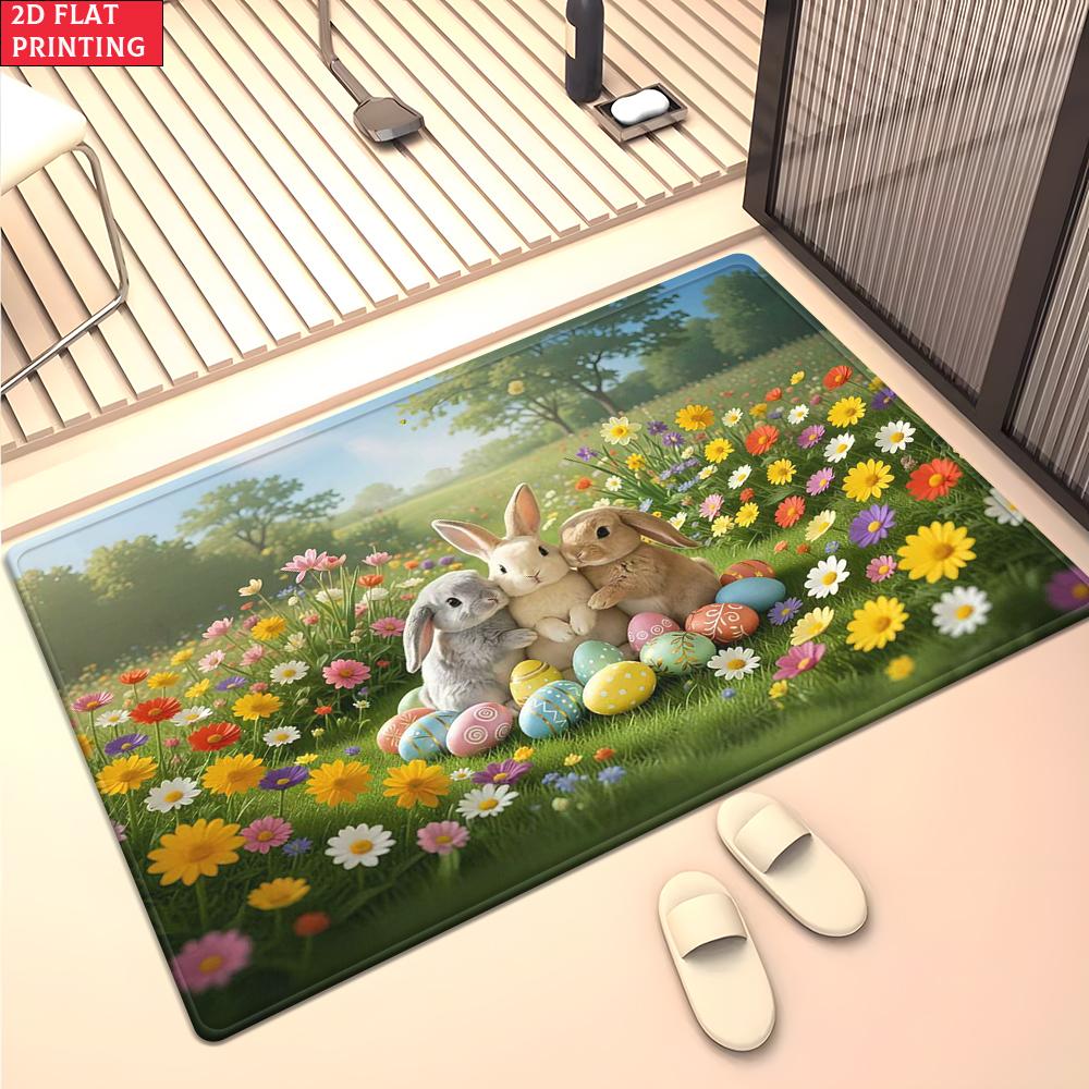 Cute Rabbit Easter Eggs Large Room Carpet Non Slip Cartoon Kids Bedroom Living Room Floor Mat Home Decor Children's Play Carpet