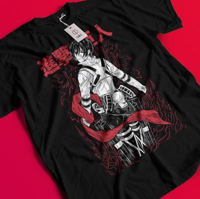 Attack On Titan Shirt Eren Mikasa Tshirt Levi T-Shirt AOT Erwin Hange Armin Tee BB967