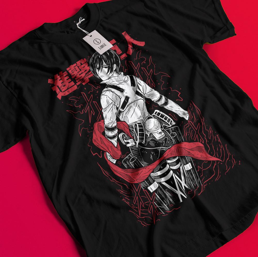 

Attack On Titan Shirt Eren Mikasa Tshirt Levi T-Shirt AOT Erwin Hange Armin Tee BB967 3XL