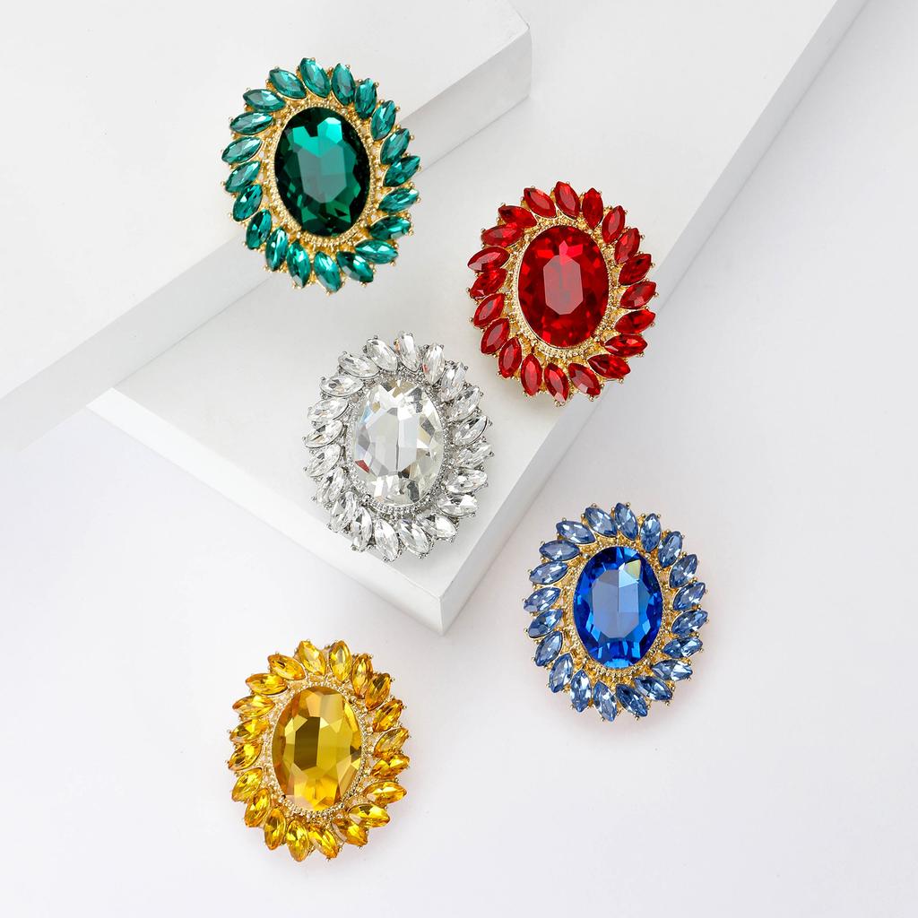 Broche Oval de Cristal con Girasol para Mujer Unisex Pines de Solapa Fiesta de Oficina Regalos para Amigos Accesorios