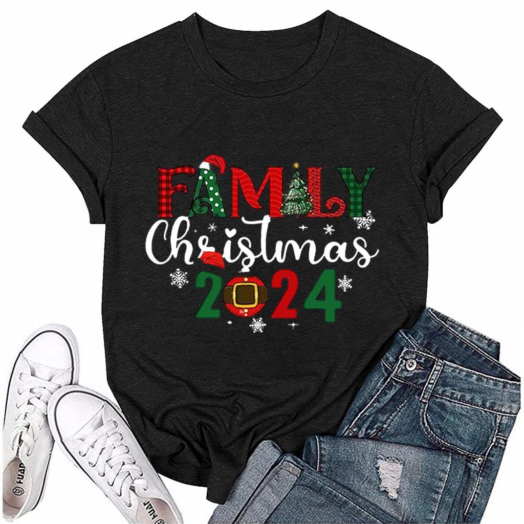 Γυναικείο Καθημερινό Χριστουγεννιάτικο Μπλουζάκι Πουλόβερ Κοντομάνικο Φαρδύ με Στρογγυλή Λαιμόκοψη