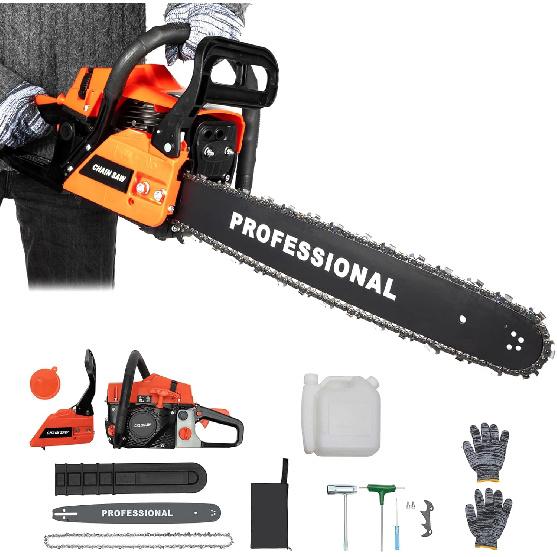 Upgrade 58cc Gas Chainsaw 20 Inch 2-Stroke Gas Powered Chainsaw Air-Cooled Gas Chain Saw Handheld Gasoline Chain Saw for Wood Cutting
