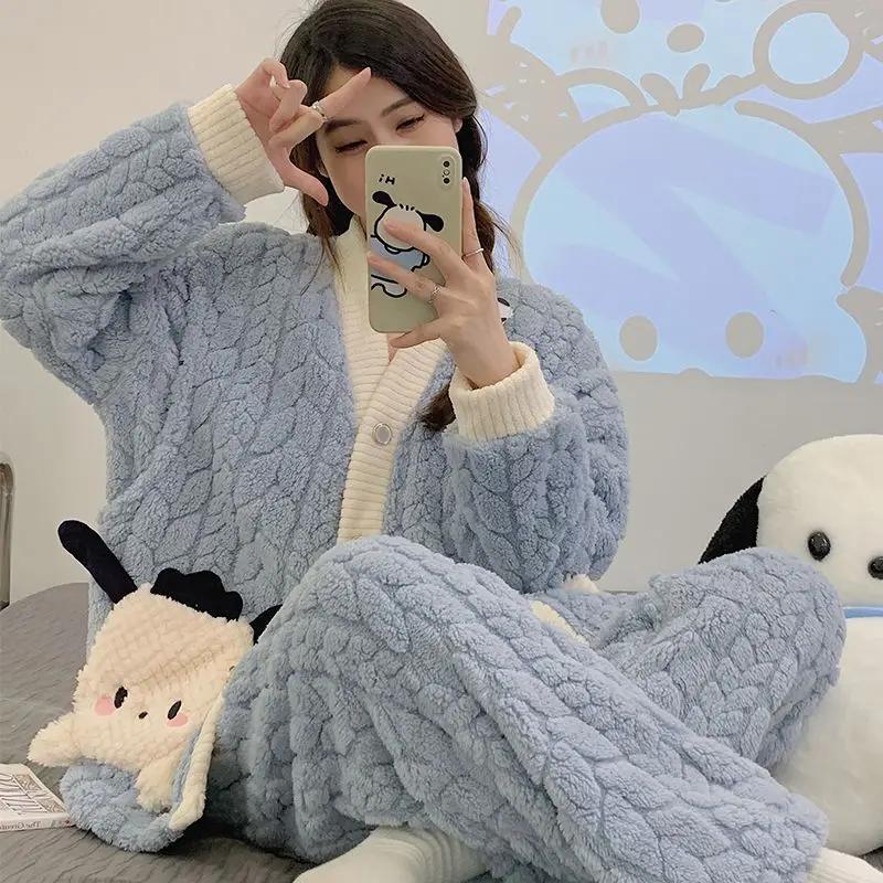 Winter Thickened Maternity Pajamas, Coral Velvet Pajamas, Women's Thickened Warm Home Clothes, Women's Home Clothes
