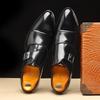 Britain Men Pointed Belt Buckle Leather Shoes Patchwork Monk Strap Casual Loafers Formal Dress Footwear Sapatos Tenis Masculino