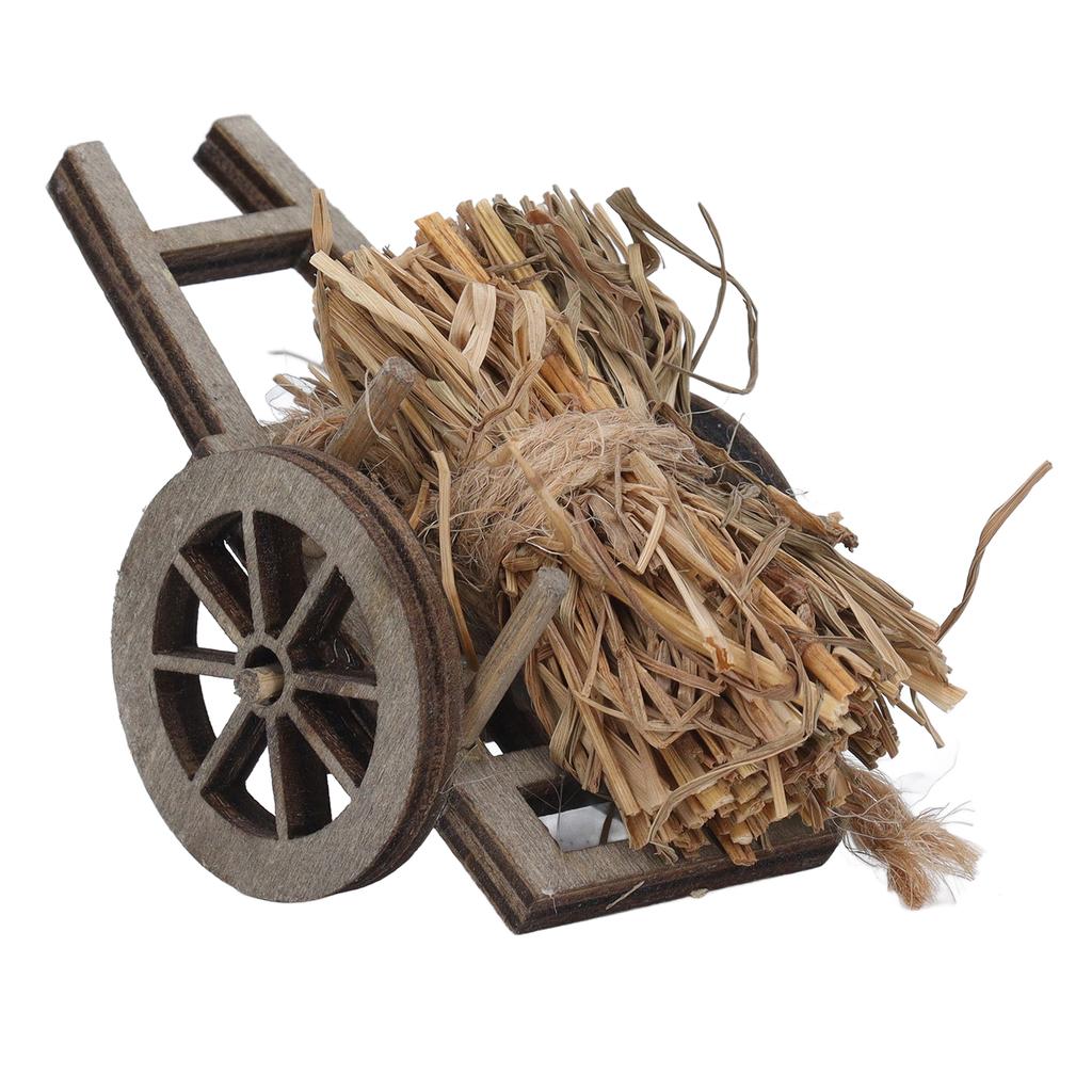 Dollhouse Decoration Wooden Firewood Cart Outdoor Garden Country Miniature Scene Doll House