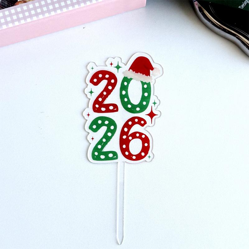 Christmas Cake Decoration New Ins Style Acrylic Diverse Patterns Merry Christmas 2025 New Year Cake Insert Card Decoration