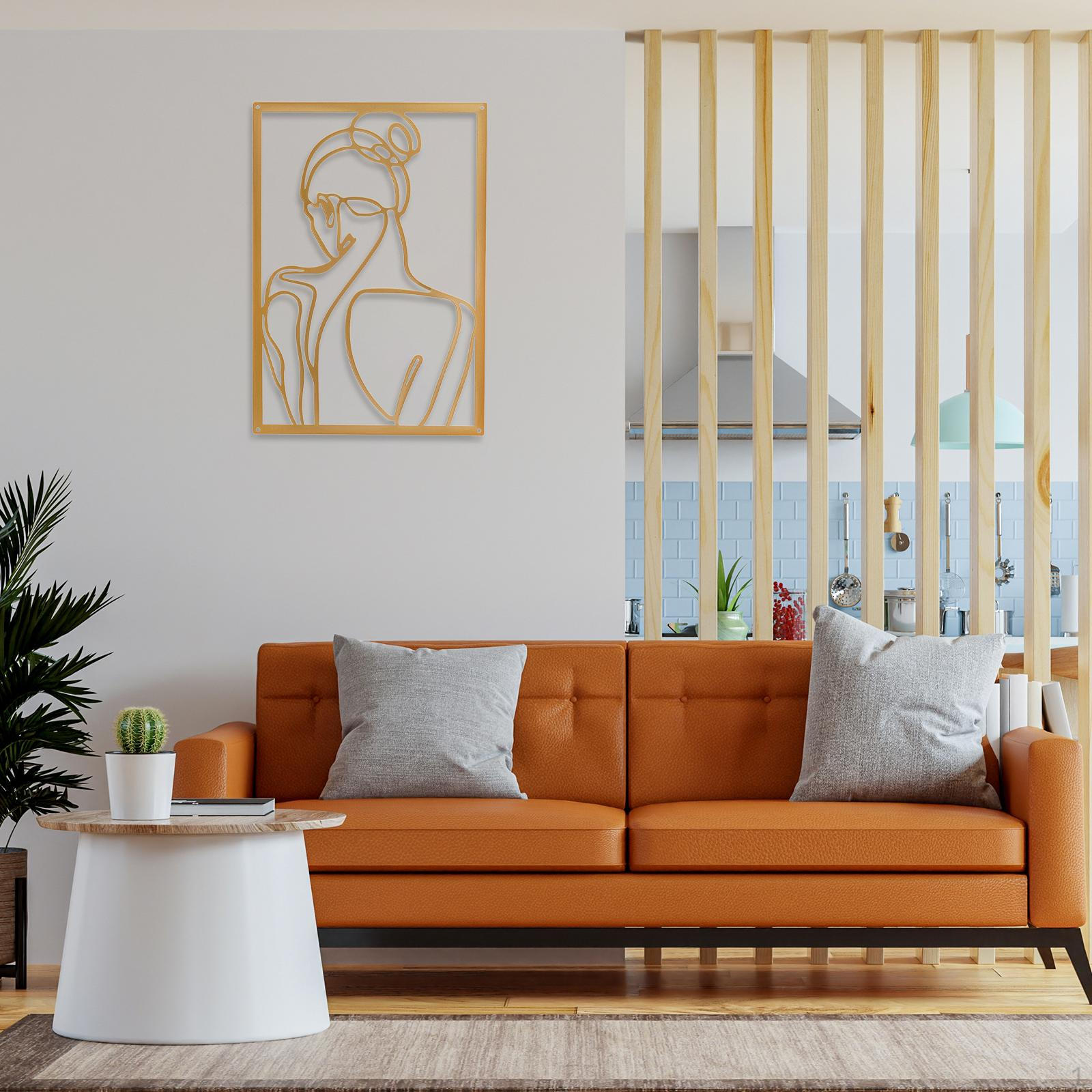 

Metal Wall Art Decor Collectible Figurines, Minimalist Abstract Woman Line Drawing for Back View