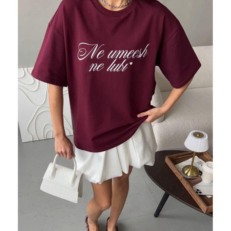 European and American New Fashion Casual Loose Print Short sleeve T-shirt Top Loose Printed T-shirt Top