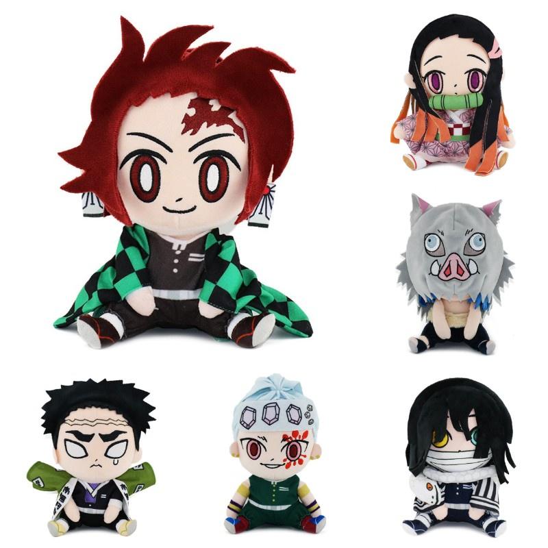 17cm Demon Slayer Xmas Gifts Plush Toys Set Nezuko Tanjiro Giyuu Inosuke Zenitsu