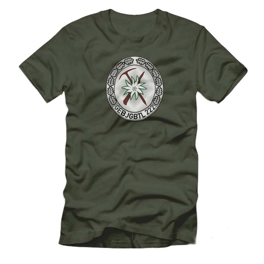 GebJgBtl 222 Gebirgsjäger Bataillon Mittenwald Bundeswehr Wappen TShirt Baumwolle Kurzarm Rundhals Herren T-Shirt Neu S3XL