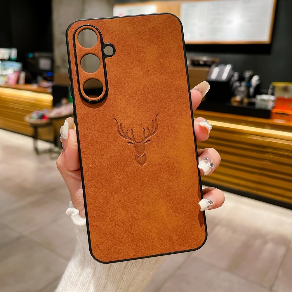 Retre Leather Phone Case For Samsung Galaxy A56 A55 A54 A53 A52 A36 A35 A34 A26 A25 A24 A23 A16 A15 A14 A13 A12 4G 5G Deer Head