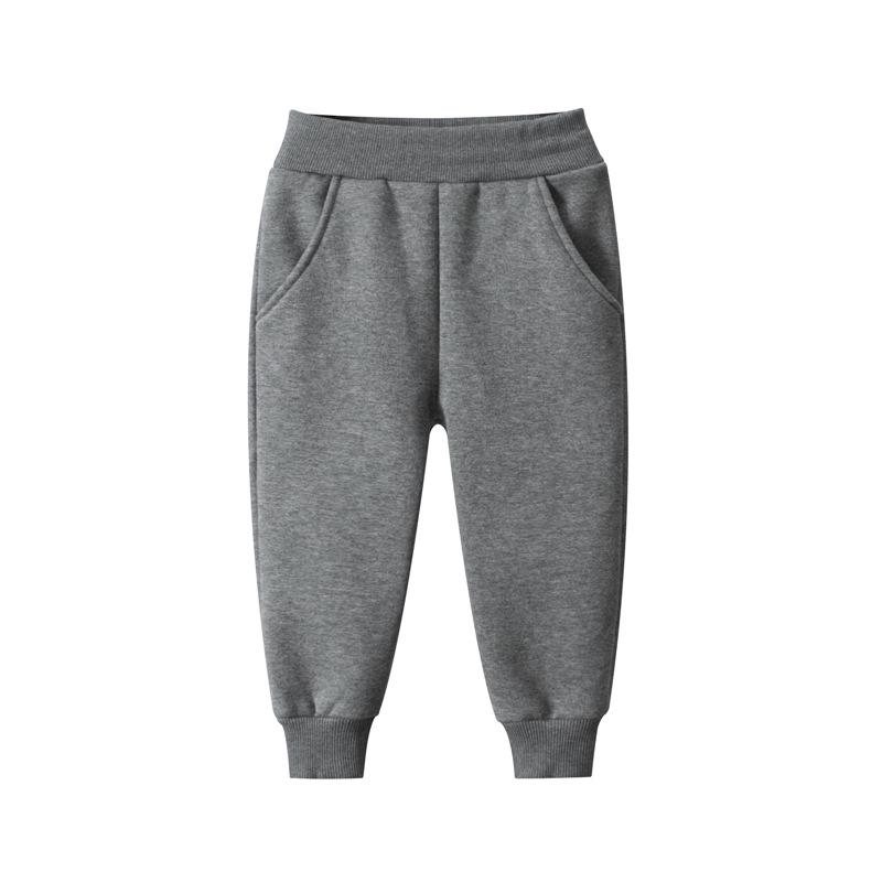 27kids Korean-Style Fleece-Lined Boys' Autumn/Winter Sports Pants - Solid Color Casual Trousers