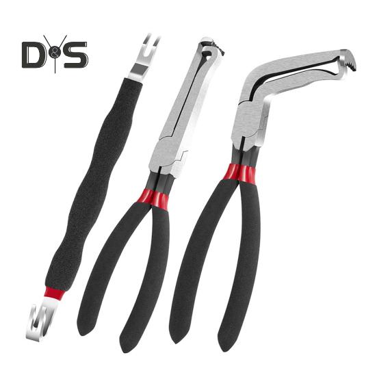 

3 шт. 60-градусные клещи для электрических разъединителей с нескользящей ручкой, двухсторонний дизайн, плоскогубцы для автомобильных разъемов, инструмент для снятия угловых вилок проводов 3pcs