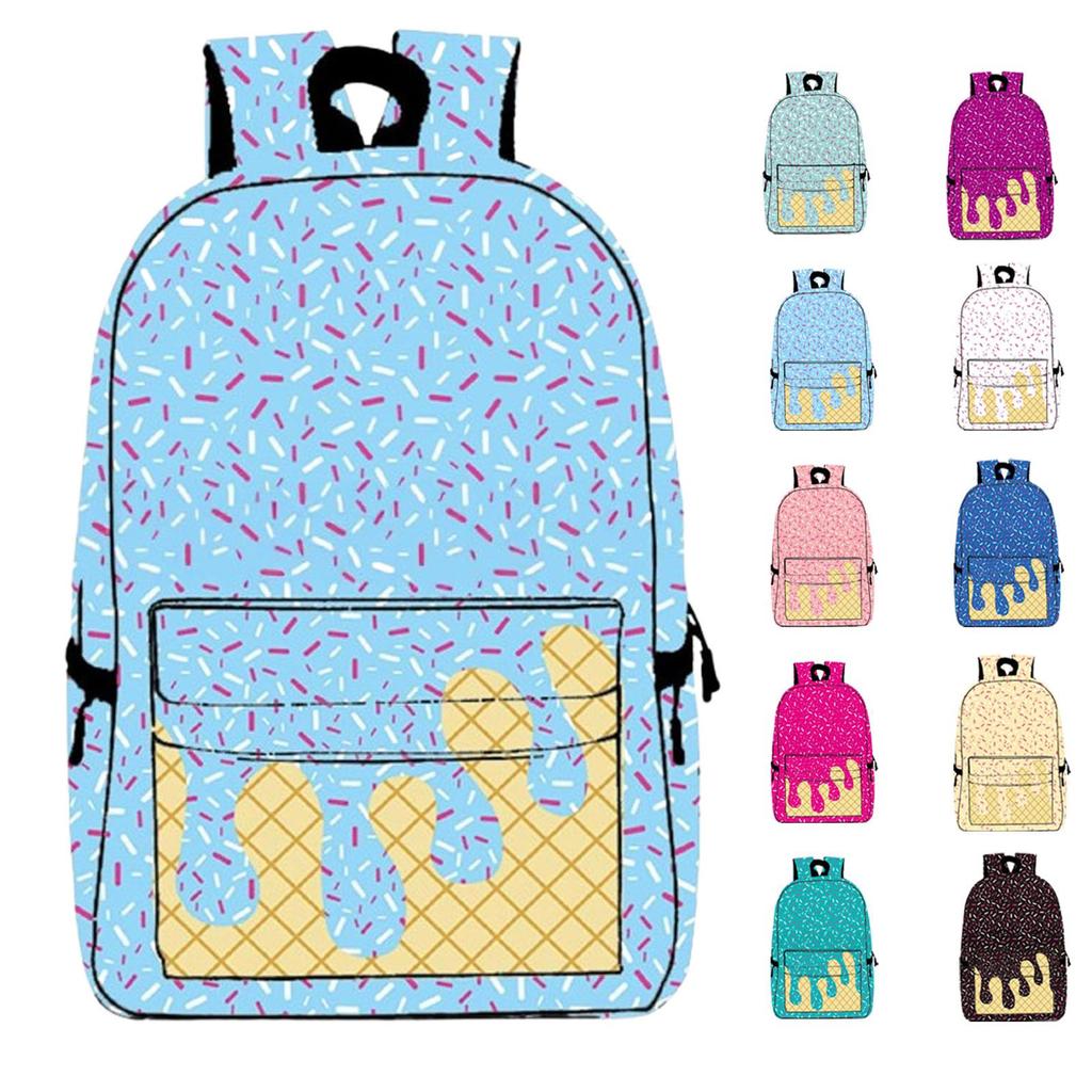 Ice Cream Backpack, Cute Large Capacity Shoulder Backpack, Ice Cream Backpack Boys Ice Cream Drip Backpack