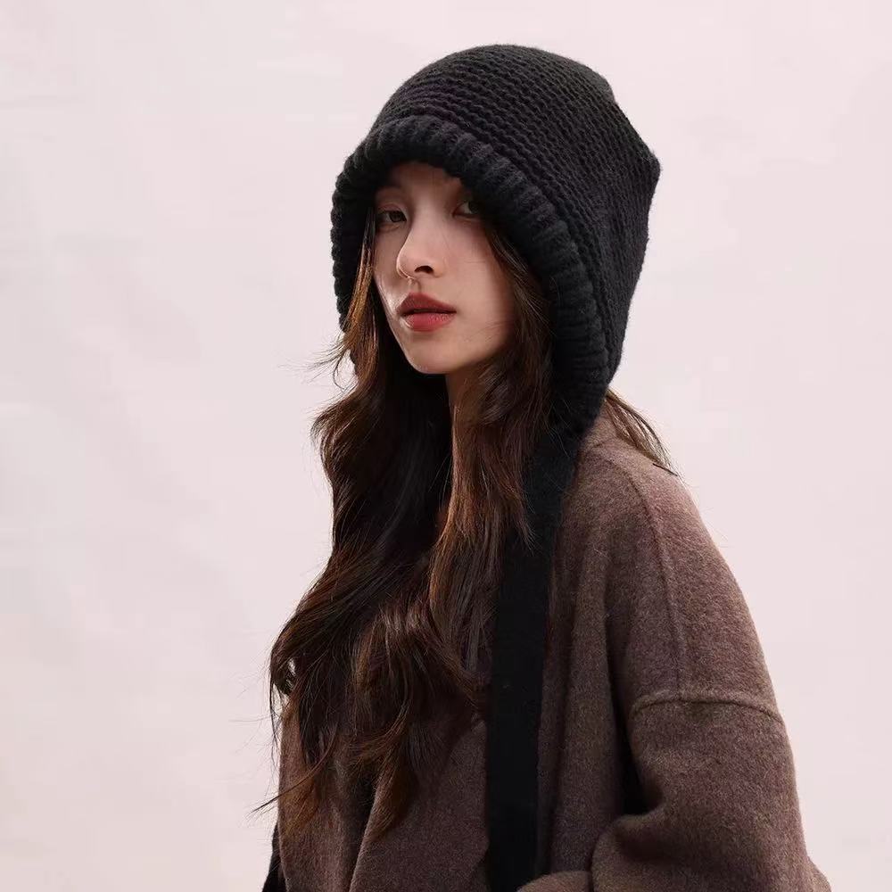 Winter balaclava hat women's scarf integrated knitted hat fashion high-end sense bag hat dual-purpose accessories