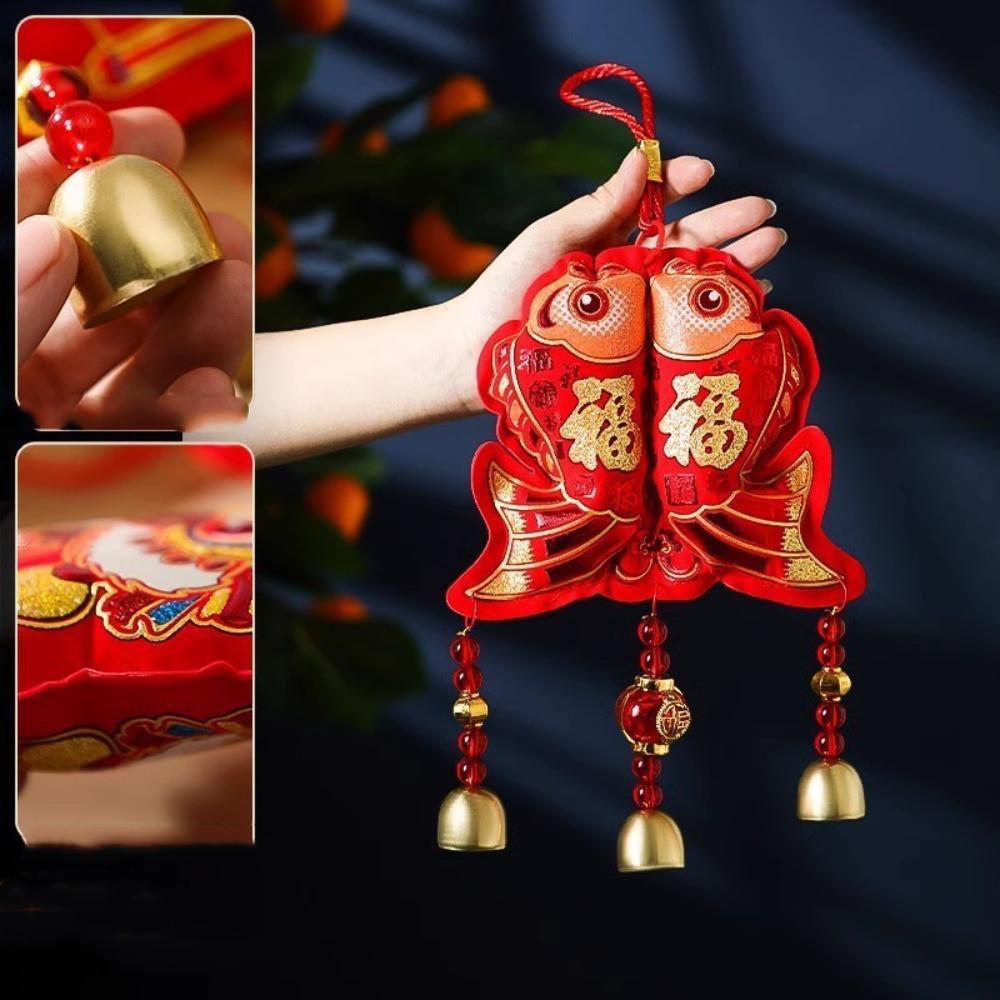 The God of Fortune Horse Pendant Red Embroidered Year of The Horse Hanging Decoration 2026 Year of The Horse Chinese Style