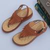 Large Size Tassel Leakage Toe Women's Sandals with Metal Needle Buckle Soft Sole Clip Toe Wedge  Zapatos De Mujer
