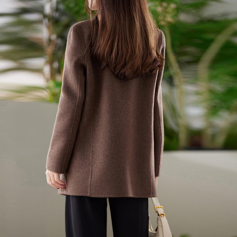 Cashmere Women Coat TIDENOVEL Autumn Wool Long Coat Handmade Pea Coat Winter Warm Wool Jacket Overcoat