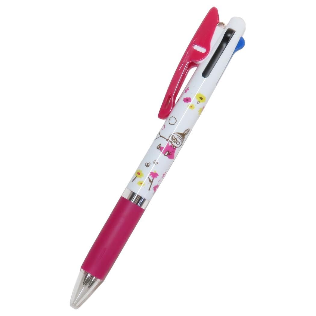 

Moomin Ballpoint 3 Jetstream Made in Little My Flowers Set and Name Pen, Colors, 0.5, Japan, (Pen Stickers)