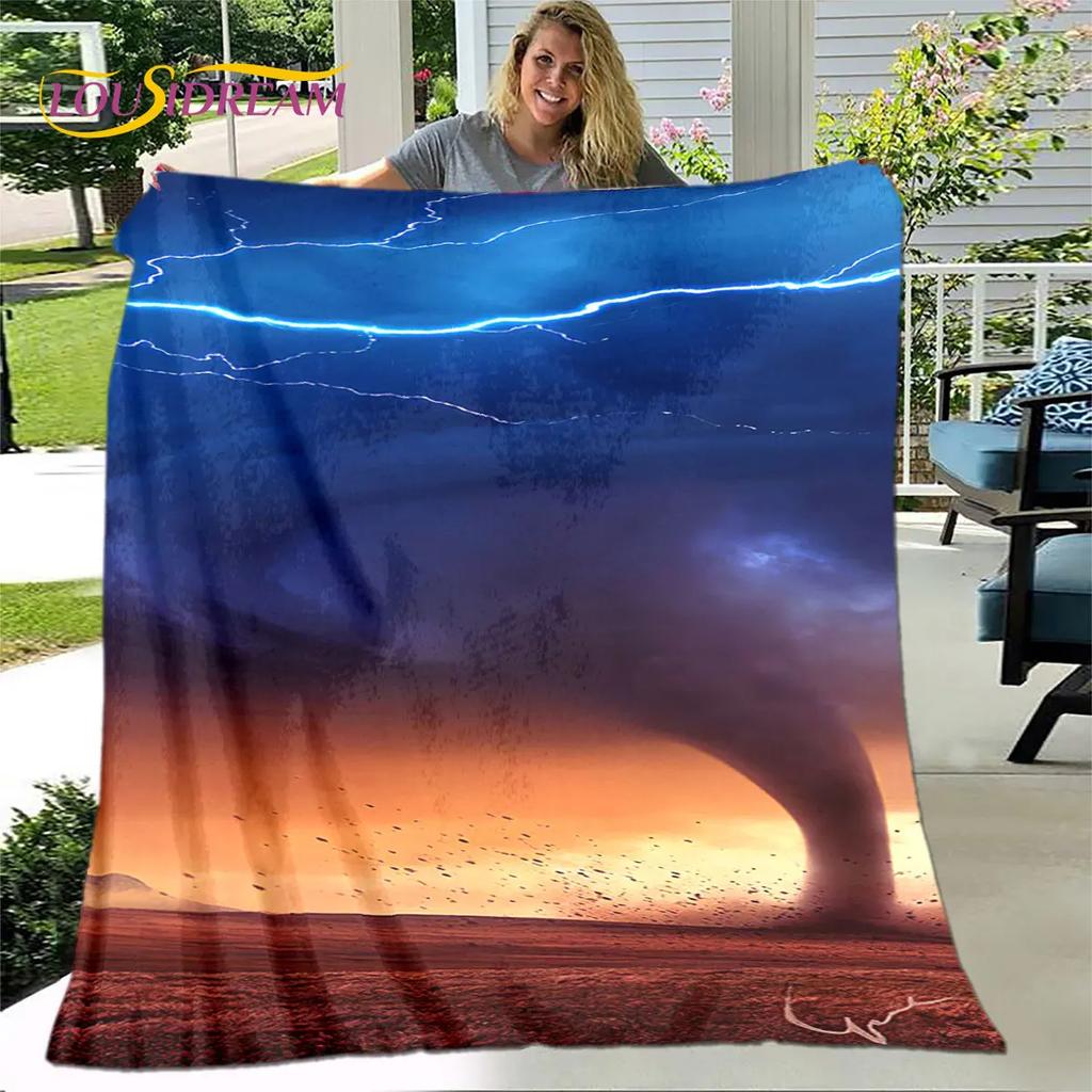 3D Natural ,Tornado, Cloud Blanket,Flannel Blanket Throw Blanket,Warm Blanket for Home Living Room Bedroom Beds Sofa Picnic Kid