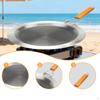 Edelstahl Crêpepfanne Flache Bratpfanne mit klappbarem Griff Camping Kochgeschirr BBQ Grill Runde Pfannkuchen