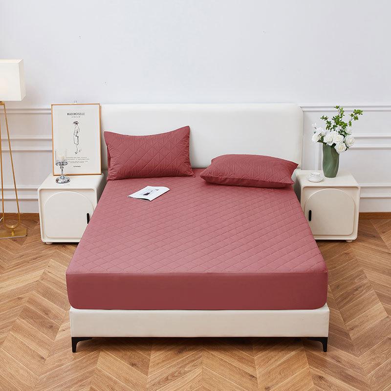 Solid Color Waterproof Thickening Mattress Protector Pad King Machine Washable Four All-Season Universal Not Included Pillowcase