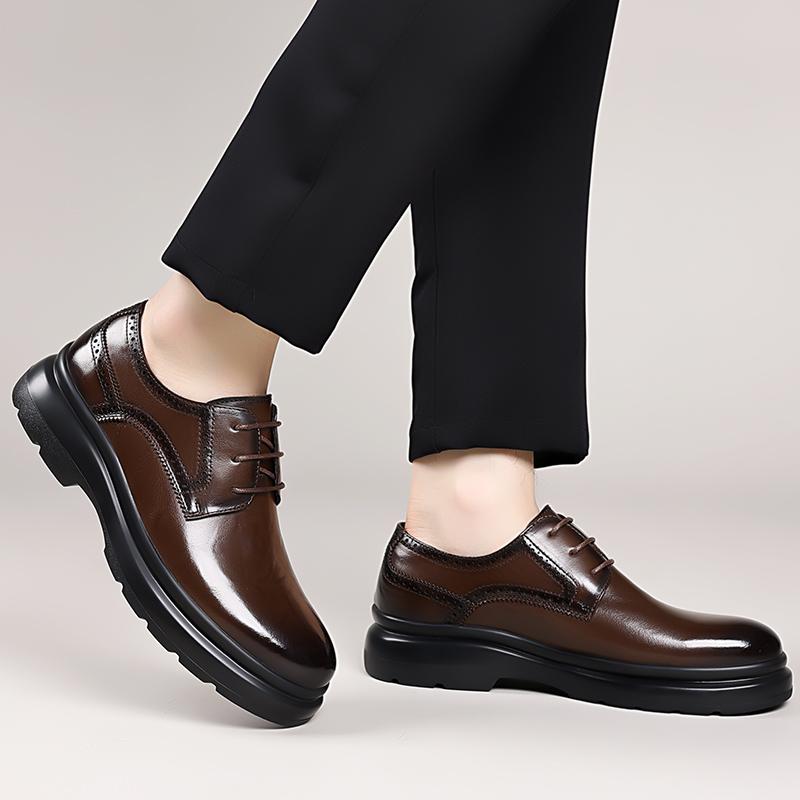 Fashion Business Casual Male Dress Shoes New Slip-Resistant Sole Flats Men's Leather Oxford Shoes Classic Lace-Up Formal Dress Shoes