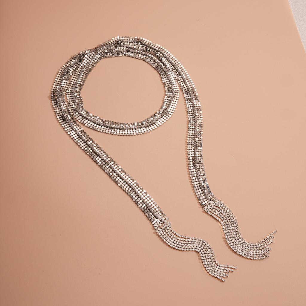 Diamond-encrusted Long Tassel Necklace Waist Chain Personalized Item