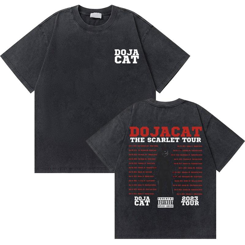 Washed Old Vintage Rapper Doja Cat Planet Her Graphic Tshirt Men Women Hip Hop Oversized Tees Short Sleeve Male Fashion Tshirt
