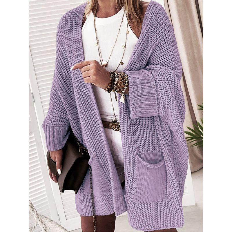 Autumn knit Sweater Women Cardigan Commuter Style Loose Mid-Length Outerwear Plus size Leisure Top