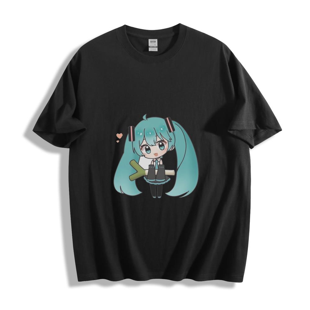 Hatsune Miku Leek Hug T-Shirt - Adorable Anime Charm Unisex Tee