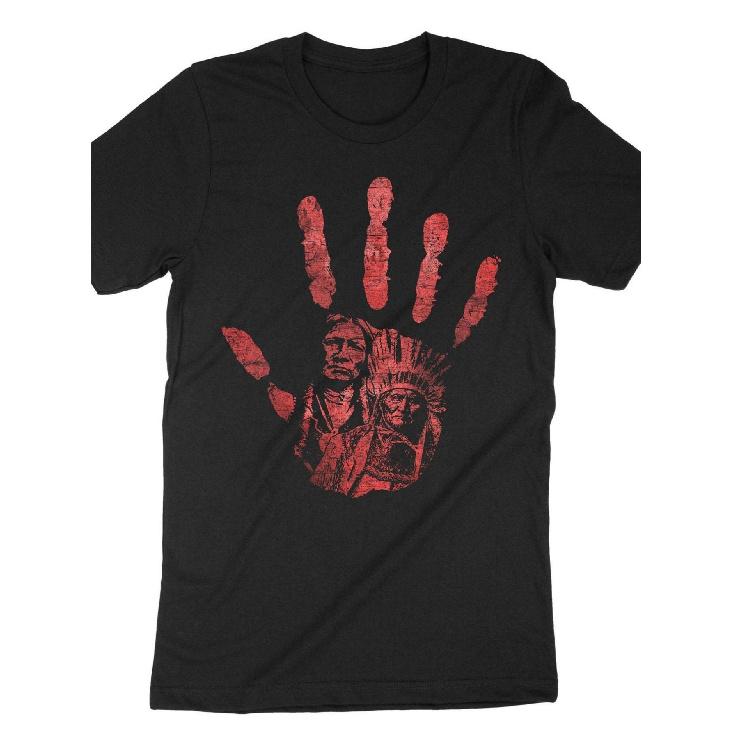 Native Red Hand Shirt | Casual Crew Neck, Medium Stretch Fabric, Short Sleeve, Perfect for Men, All-season, Print Pattern