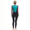 Womens Gymnastics Dance Jumpsuit Sparkling Rhinestones Full Body Leotard Sheer Mesh Patchwork Color Block Leotard