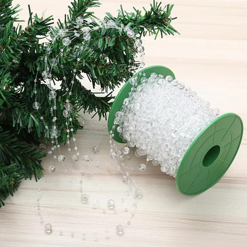 

30/40/60m/1roll Imitation Pearl Fishing Line Chain Crystal Beads String Wedding Party Decoration DIY Christmas Tree Decor 30m прозрачный